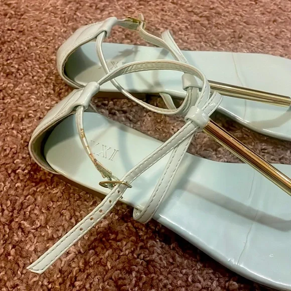 Forever 21 Light Sky Blue Turquoise Sandals with Gold-Color Accents - Picture 3 of 5